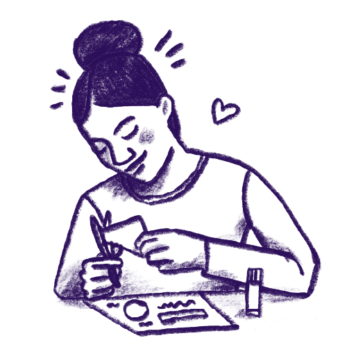 Illustration of someone making zine